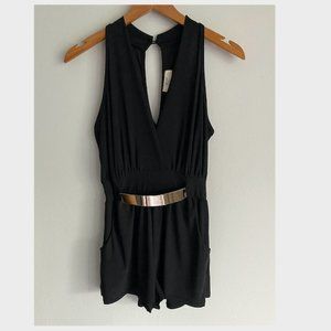 Black Chiffon V-neck Romper